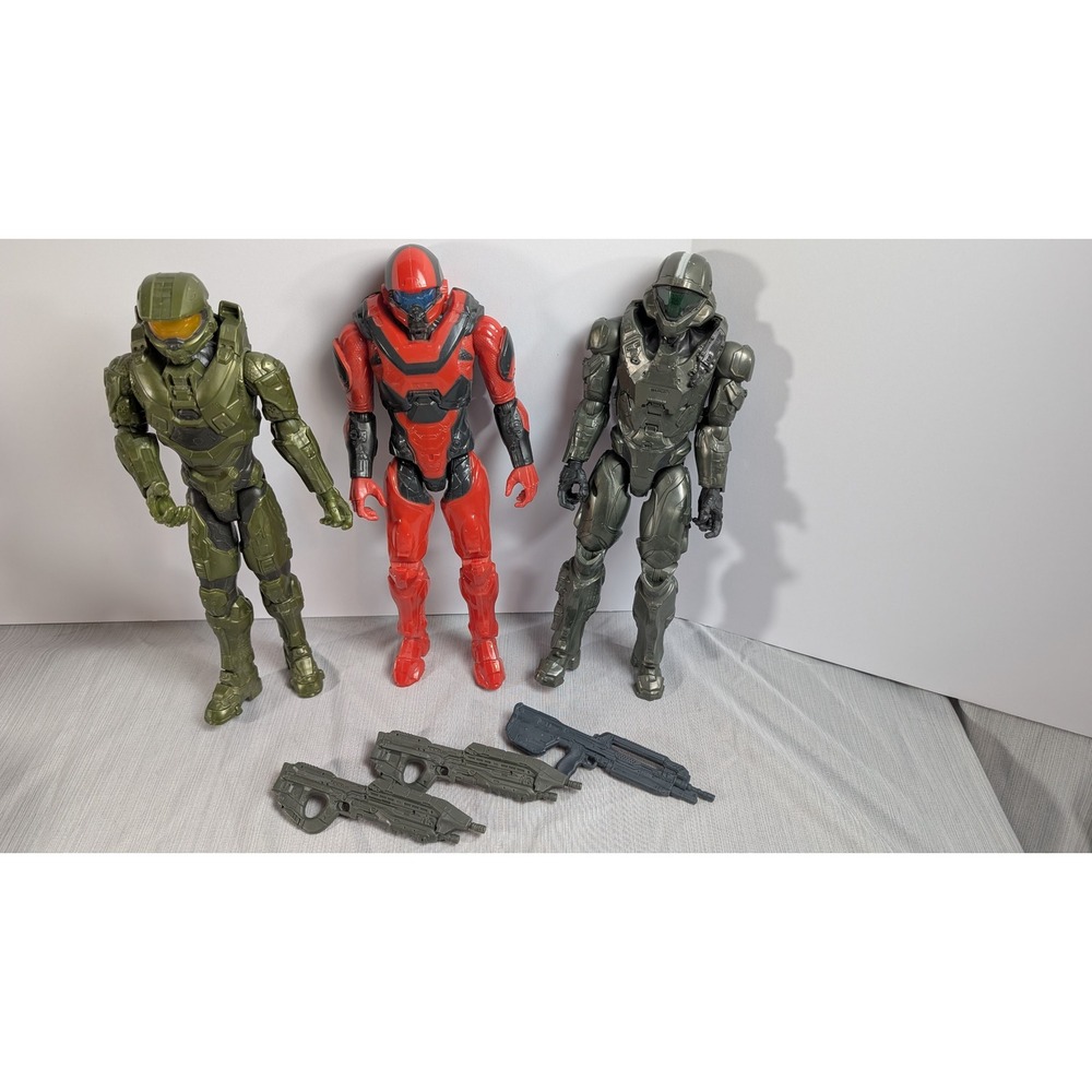 Mattel Halo Action Figure Lot 12in Master Chief Spartan Buck + Weapons
